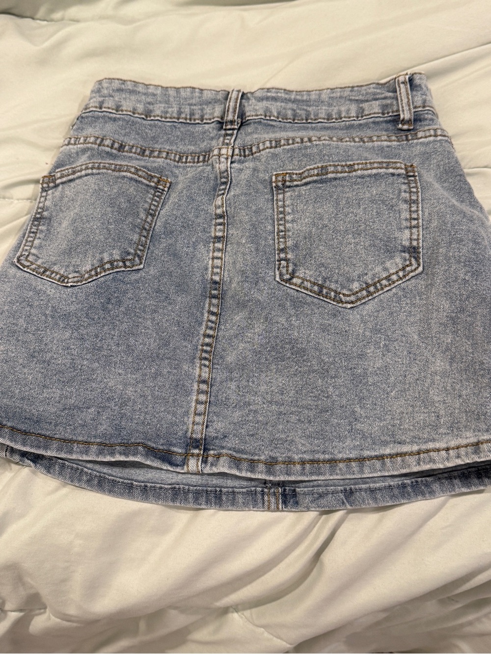 Amazon Light Blue Denim Mini Skirt with Back Pockets